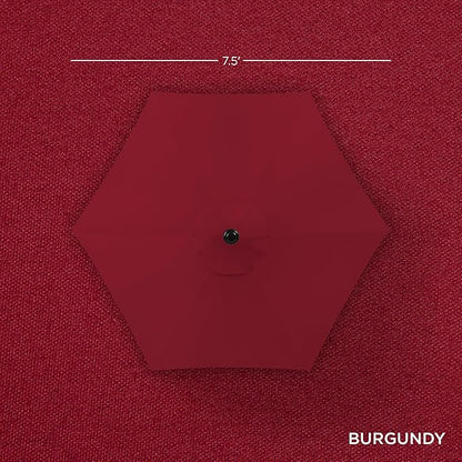 Best Choice Products 7.5ft Heavy-Duty Round Outdoor Market Table Patio Umbrella w/Steel Pole, Push Button Tilt, Easy Crank Lift - Burgundy