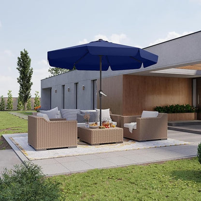 12FT Patio Umbrella Table Market Umbrella w/Crank Outdoor Umbrellas for Garden, Deck, Backyard, Pool and Beach, Navy