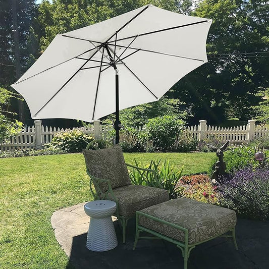 Yaheetech 9' Patio Umbrella, Outdoor Market Table Umbrella, Yard Sun Shade w/Push Button Tilt and Crank, 8 Sturdy Ribs for Garden, Pool, Deck