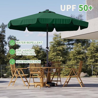 10FT Patio Umbrella Table Market Umbrella w/Tilt and Crank Outdoor Umbrellas for Garden, Deck, Backyard, Pool and Beach, Dark Green