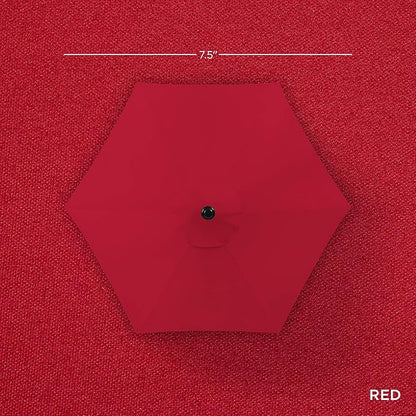 Best Choice Products 7.5ft Outdoor Solar Market Table Patio Umbrella for Deck, Pool w/Tilt, Crank, LED Lights - Red