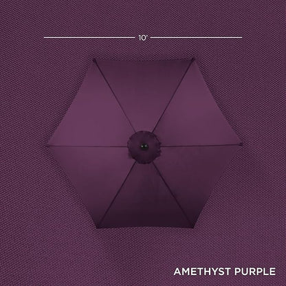 Best Choice Products 10ft Outdoor Steel Polyester Market Patio Umbrella w/Crank, Easy Push Button, Tilt, Table Compatible - Amethyst Purple