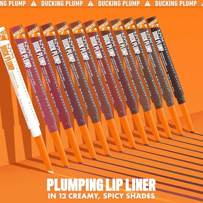 NYX PROFESSIONAL MAKEUP Duck Plump Plumping Lip Liner, Matte Pencil With Up To 10HR Wear, Swollen Spice (Warm Nude Lip Liner)