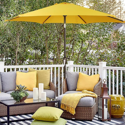 Blissun 7.5 ft Patio Umbrella, Yard Umbrella, Outdoor Market Umbrella with Push Button Tilt Crank, Yellow