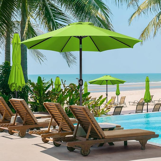 Yaheetech Patio Umbrella, 9FT Outdoor Table Market Umbrella, 8 Sturdy Ribs Yard Sun Shade w/Push Button Tilt and Crank for Garden/Deck/Pool/Beach