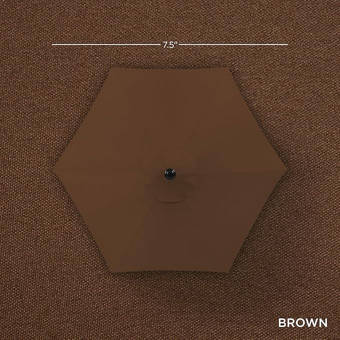 Best Choice Products 7.5ft Heavy-Duty Round Outdoor Market Table Patio Umbrella w/Steel Pole, Push Button Tilt, Easy Crank Lift - Brown