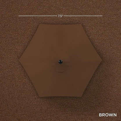 Best Choice Products 7.5ft Heavy-Duty Round Outdoor Market Table Patio Umbrella w/Steel Pole, Push Button Tilt, Easy Crank Lift - Brown
