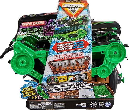 Monster Jam, Official Grave Digger Trax All-Terrain Remote Control Outdoor Vehicle, 1:15 Scale, Kids Toys for Boys and Girls Ages 4 and Up
