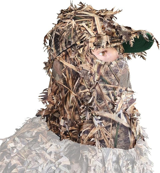 QuikCamo Lightweight 3D Leafy Camo Face Mask & Hat for Hunting, OSFM Adjustable Camouflage Hat, Mossy Oak & Realtree