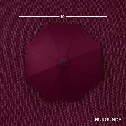 Best Choice Products 10ft Solar Polyester LED Lighted Patio Umbrella w/Tilt Adjustment and UV-Resistant Fabric - Burgundy