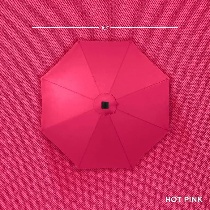 Best Choice Products 10ft Solar Polyester LED Lighted Patio Umbrella w/Tilt Adjustment and UV-Resistant Fabric - Hot Pink