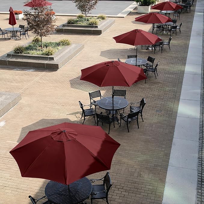 Yaheetech 9FT Patio Umbrella, Outdoor Market Table Umbrella with Push Button Tilt and Crank, Yard Sun Shade with 8 Sturdy Ribs for Garden, Lawn, Beach