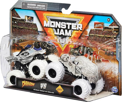 Monster Jam, Official Dragon Vs. Yeti Die-Cast Monster Trucks, 1:64 Scale, Kids Toys for Boys Ages 3 and up