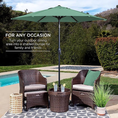 Best Choice Products 7.5ft Heavy-Duty Round Outdoor Market Table Patio Umbrella w/Steel Pole, Push Button Tilt, Easy Crank Lift - Seaglass
