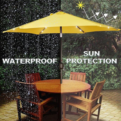 Blissun 7.5 ft Solar Umbrella, 18 LED Lighted Patio Umbrella, Table Market Umbrella