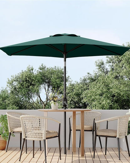 7.5FT Patio Umbrella Outdoor, Market Umbrella, Table Umbrella with Push Button Tilt and Crank, 6 Sturdy Ribs UV Protection Waterproof for Garden, Pool, Deck, Backyard (Dark Green)