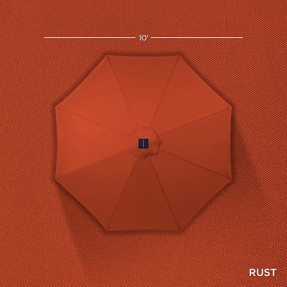Best Choice Products 10ft Solar Polyester LED Lighted Patio Umbrella w/Tilt Adjustment and UV-Resistant Fabric - Rust