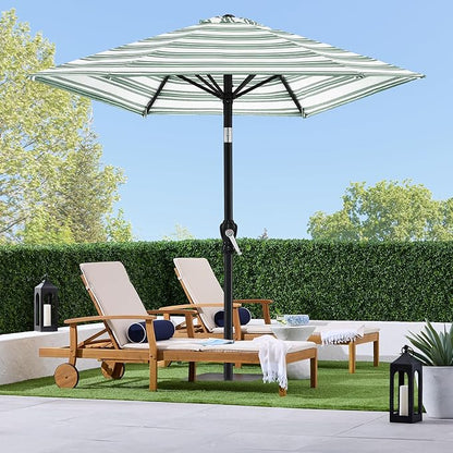 Best Choice Products 10ft Outdoor Steel Polyester Market Patio Umbrella w/Crank, Easy Push Button, Tilt, Table Compatible - Striped Green