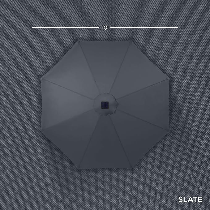 Best Choice Products 10ft Solar Polyester LED Lighted Patio Umbrella w/Tilt Adjustment and UV-Resistant Fabric - Slate