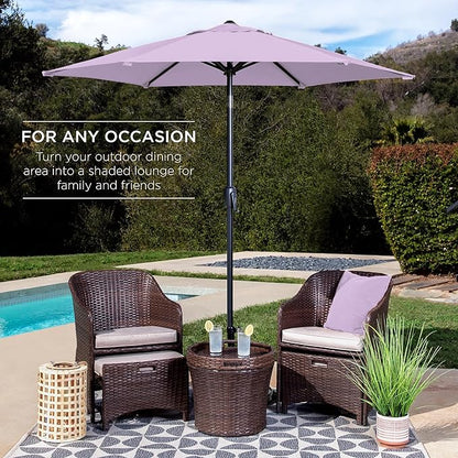 Best Choice Products 7.5ft Heavy-Duty Round Outdoor Market Table Patio Umbrella w/Steel Pole, Push Button Tilt, Easy Crank Lift - Lavender