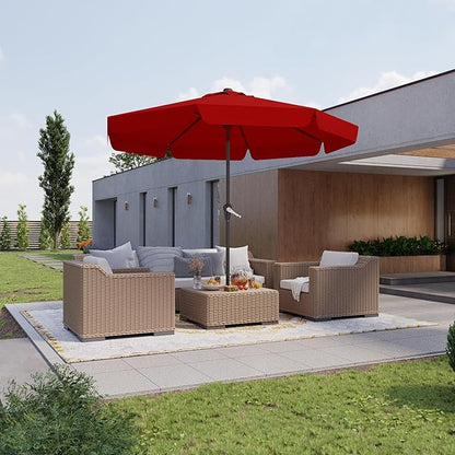 11FT Patio Umbrella Table Market Umbrella w/Crank Outdoor Umbrellas for Garden, Deck, Backyard, Pool and Beach, Red