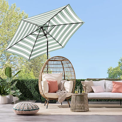 Best Choice Products 10ft Outdoor Steel Polyester Market Patio Umbrella w/Crank, Easy Push Button, Tilt, Table Compatible - Striped Green