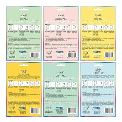 Epielle Character Sheet Masks 12 Pack, Animal Spa Mask, Korean Beauty Mask For All Skin Types, Kids Face Mask, Birthday Party Gift, Girls Night, Spa Day, Spa Night, Spa Gifts for Women
