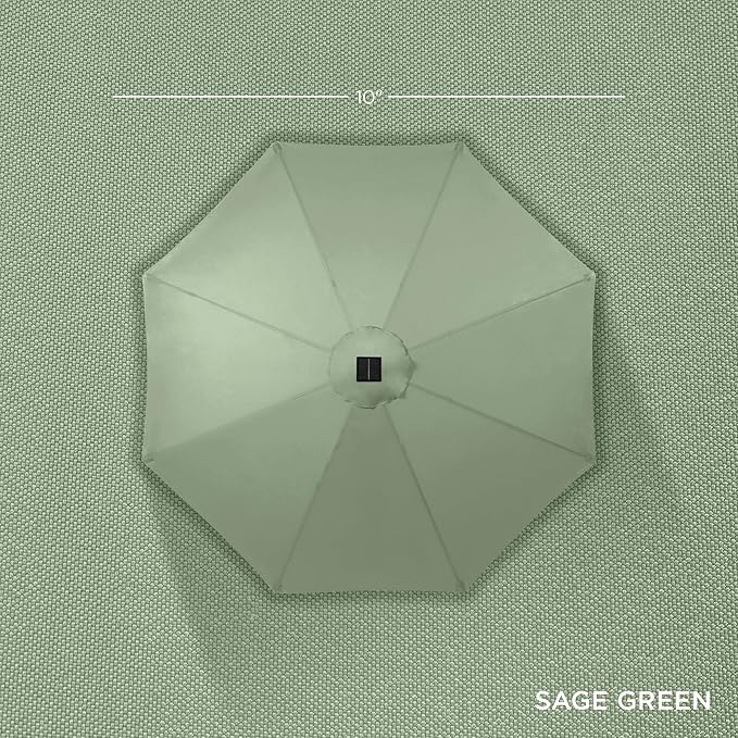 Best Choice Products 10ft Solar Polyester LED Lighted Patio Umbrella w/Tilt Adjustment and UV-Resistant Fabric - Sage Green