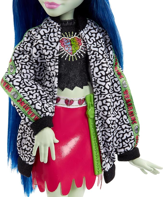 Monster High Ghoulia Yelps Posable Doll (10.3 in) with Blue Hair, Pet and Accessories
