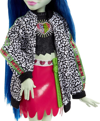 Monster High Ghoulia Yelps Posable Doll (10.3 in) with Blue Hair, Pet and Accessories