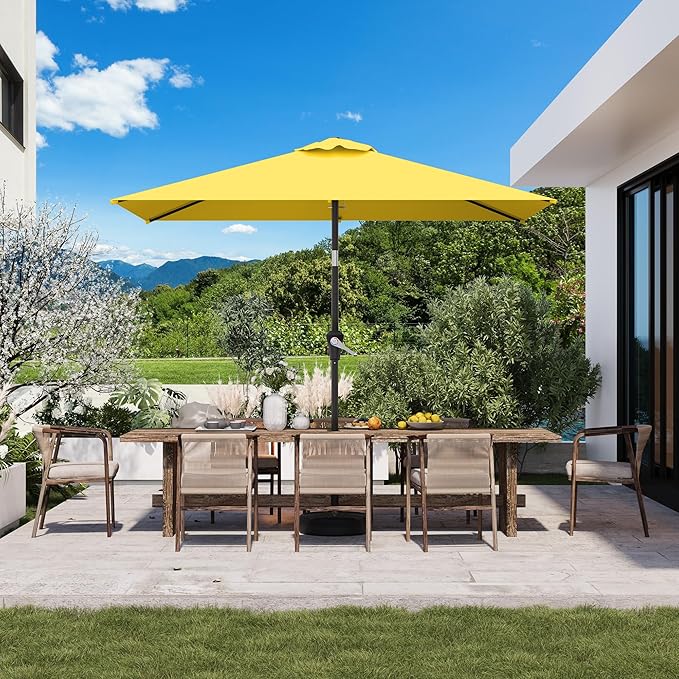 6.5' x 10' Rectangular Patio Umbrellas for Outdoor, Outdoor Table Umbrella, Large Outdoor Patio Umbrellas with 6 Sturdy Ribs for Market, Garden, Pool (Yellow)