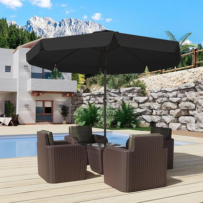 10FT Patio Umbrella Table Market Umbrella w/Tilt and Crank Outdoor Umbrellas for Garden, Deck, Backyard, Pool and Beach, Black