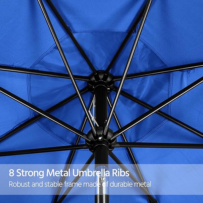 Yaheetech Patio Umbrella, 9FT Outdoor Market Table Umbrella with Push Button Tilt and Crank, 8 Sturdy Ribs, Outdoor Sun Shade for Garden, Beach, Deck, Backyard, Pool