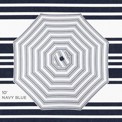 Best Choice Products 10ft Solar Polyester LED Lighted Patio Umbrella w/Tilt Adjustment and UV-Resistant Fabric - Striped Navy Blue