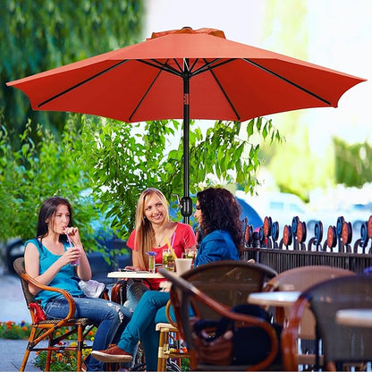 Yaheetech 9FT Patio Umbrella Outdoor Umbrella Patio Yard Market Table Umbrella with Push Button Tilt & Crank for Garden/Beach/Lawn/Deck/Backyard/Pool, 8 Ribs, Orange