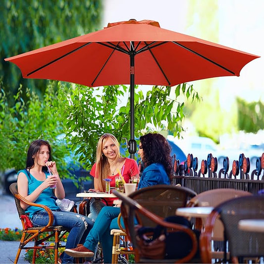 Yaheetech 9FT Patio Umbrella Outdoor Umbrella Patio Yard Market Table Umbrella with Push Button Tilt & Crank for Garden/Beach/Lawn/Deck/Backyard/Pool, 8 Ribs, Orange