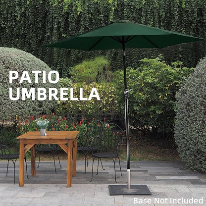 9FT Outdoor Patio Umbrella with Push Button Tilt and Crank, Beach Umbrella for Sun Shades, Market Umbrella with 6 Sturdy Metal Ribs, UV Resistant Waterproof for Garden, Backyard, Deck, Pool