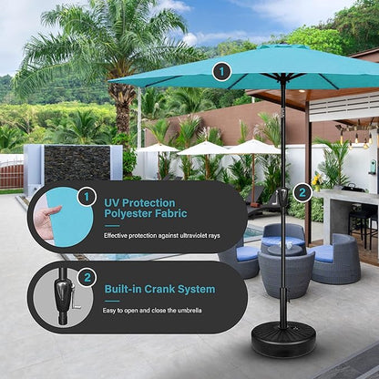 Simple Deluxe 9' Patio Umbrella Outdoor Table Market Yard Umbrella with Push Button Tilt/Crank