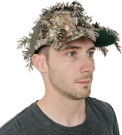 QuikCamo Lightweight 3D Leafy Camo Face Mask & Hat for Hunting, OSFM Adjustable Camouflage Hat, Mossy Oak & Realtree