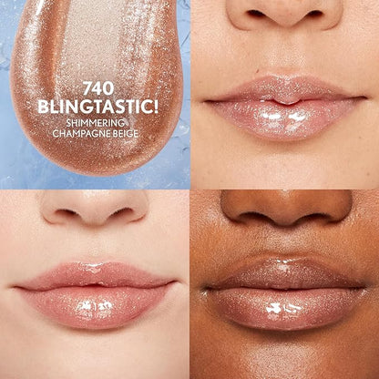 Covergirl Clean Fresh Yummy Plumper Lip Gloss, 740 Blingtastic, Shiny, Vegan Formula, Easy to Apply, Minty Flavor, 0.33oz