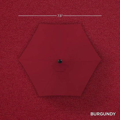 Best Choice Products 7.5ft Outdoor Solar Market Table Patio Umbrella for Deck, Pool w/Tilt, Crank, LED Lights - Burgundy