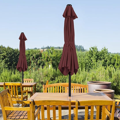 Yaheetech Patio Umbrella, 9FT Outdoor Table Market Umbrella with Push Button Tilt and Crank, Yard Sun Shade with Sturdy Ribs for Garden, Deck, Backyard, Pool, Burgungy