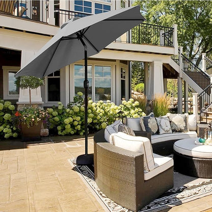 Yaheetech 7.5FT Patio Umbrella Outdoor Market Table Umbrella with 6 Sturdy Ribs, Push Button Tilt & Crank for Garden/Lawn/Deck/Backyard/Pool/Beach, Gray