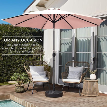 Best Choice Products 10ft Outdoor Steel Polyester Market Patio Umbrella w/Crank, Easy Push Button, Tilt, Table Compatible - Rose Quartz