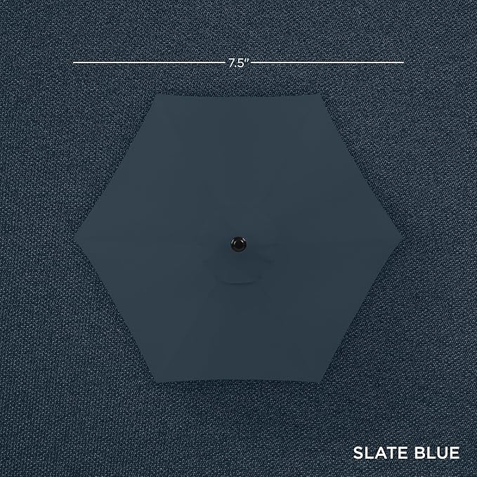 Best Choice Products 7.5ft Heavy-Duty Round Outdoor Market Table Patio Umbrella w/Steel Pole, Push Button Tilt, Easy Crank Lift - Slate Blue