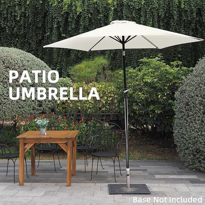 9FT Outdoor Patio Umbrella with Push Button Tilt and Crank, Beach Umbrella for Sun Shades, Market Umbrella with 6 Sturdy Metal Ribs, UV Resistant Waterproof for Garden, Backyard, Deck, Pool