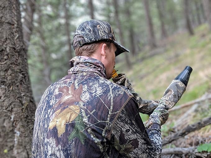 Mossy Oak Break-Up Camo Face Mask Rear Facing Hat for Hunting, Officially Licensed Camouflage