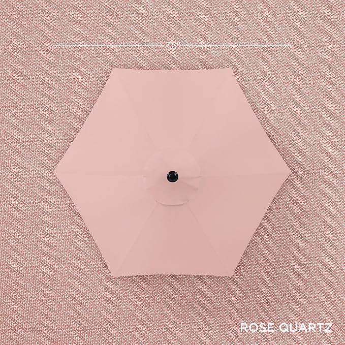 Best Choice Products 7.5ft Heavy-Duty Round Outdoor Market Table Patio Umbrella w/Steel Pole, Push Button Tilt, Easy Crank Lift - Rose Quartz