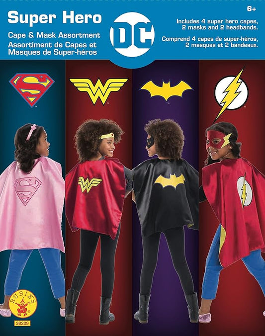 Rubies Super Hero Cape Set Officially licensed DC Comics Assortment 4 Capes, 2 Masks, and 2 Headbands, One Size (Amazon Exclusive)