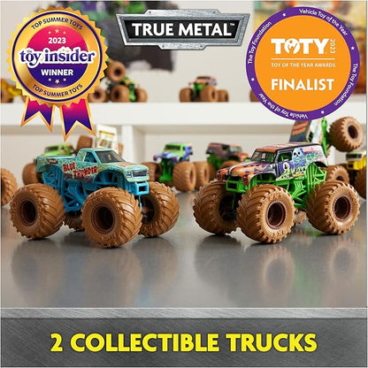 Monster Jam, Mystery Mudders 2-Pack Monster Trucks, Official 1:64 Die-Cast Vehicles, Wash to Reveal (Styles Will Vary), Kids Toys for Boys 3 and Up